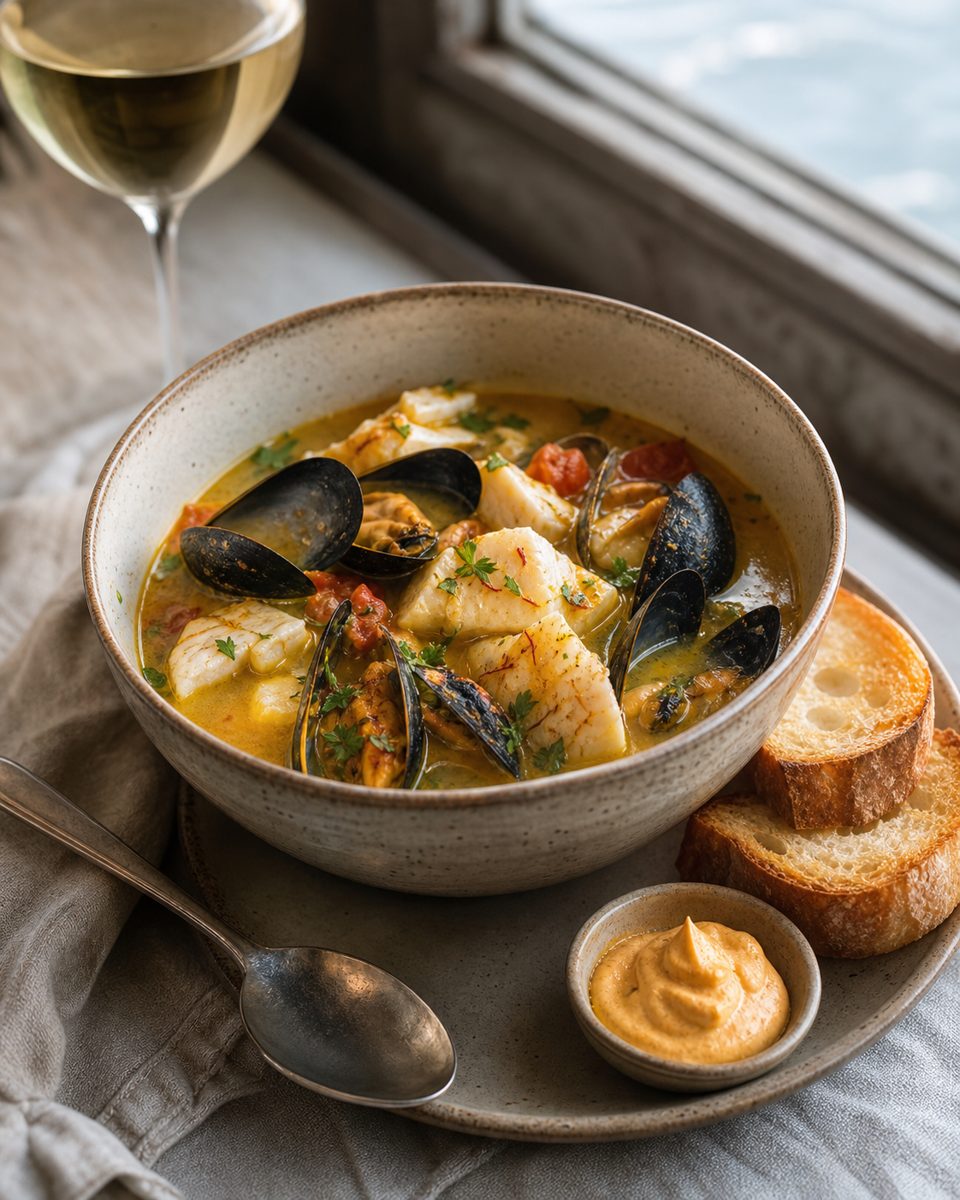 Concept local seafood French bistro dish